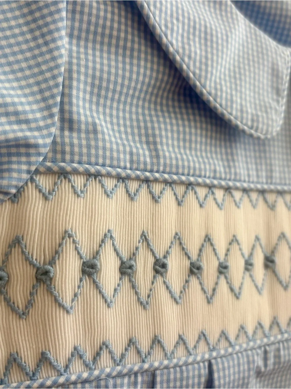 NWT Smocked Blue Gingham Bubble Baby Boy 18m Stichy Fish